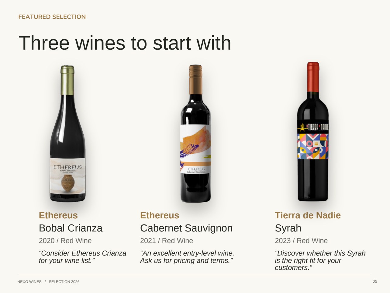 Slide 5 del catálogo Nexo Wines 2026